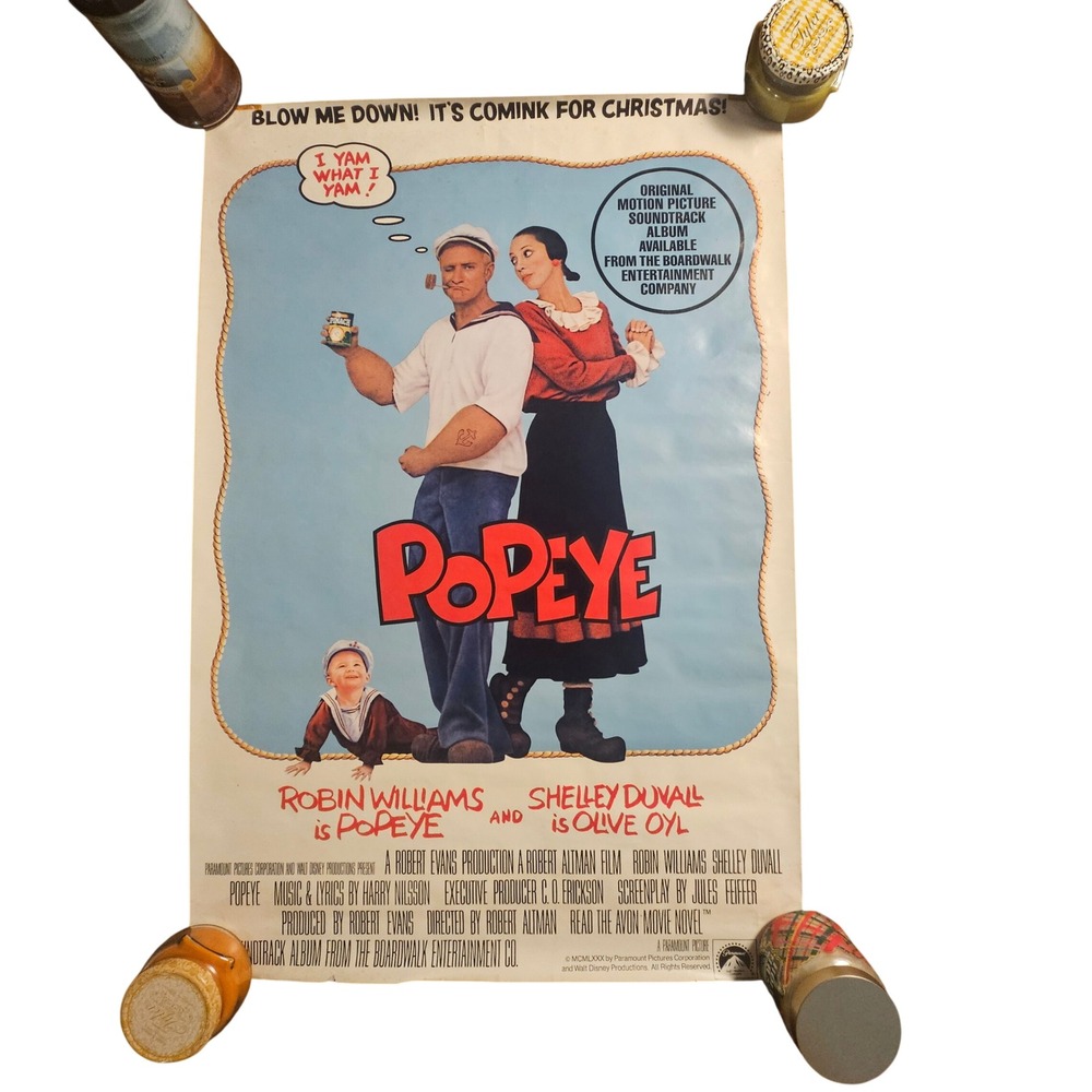 Robin Williams POPEYE Original Movie Poster‎ Soundtrack 25.5x37.5 Vintage 1980